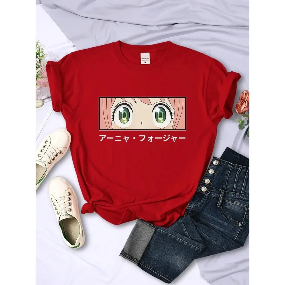 Japanese Anime Spy X Family Anya Fake Graphic Printed Shirt Streetwear 100% Cotton Ladies Fashion Short Sleeve T-Shirt Top