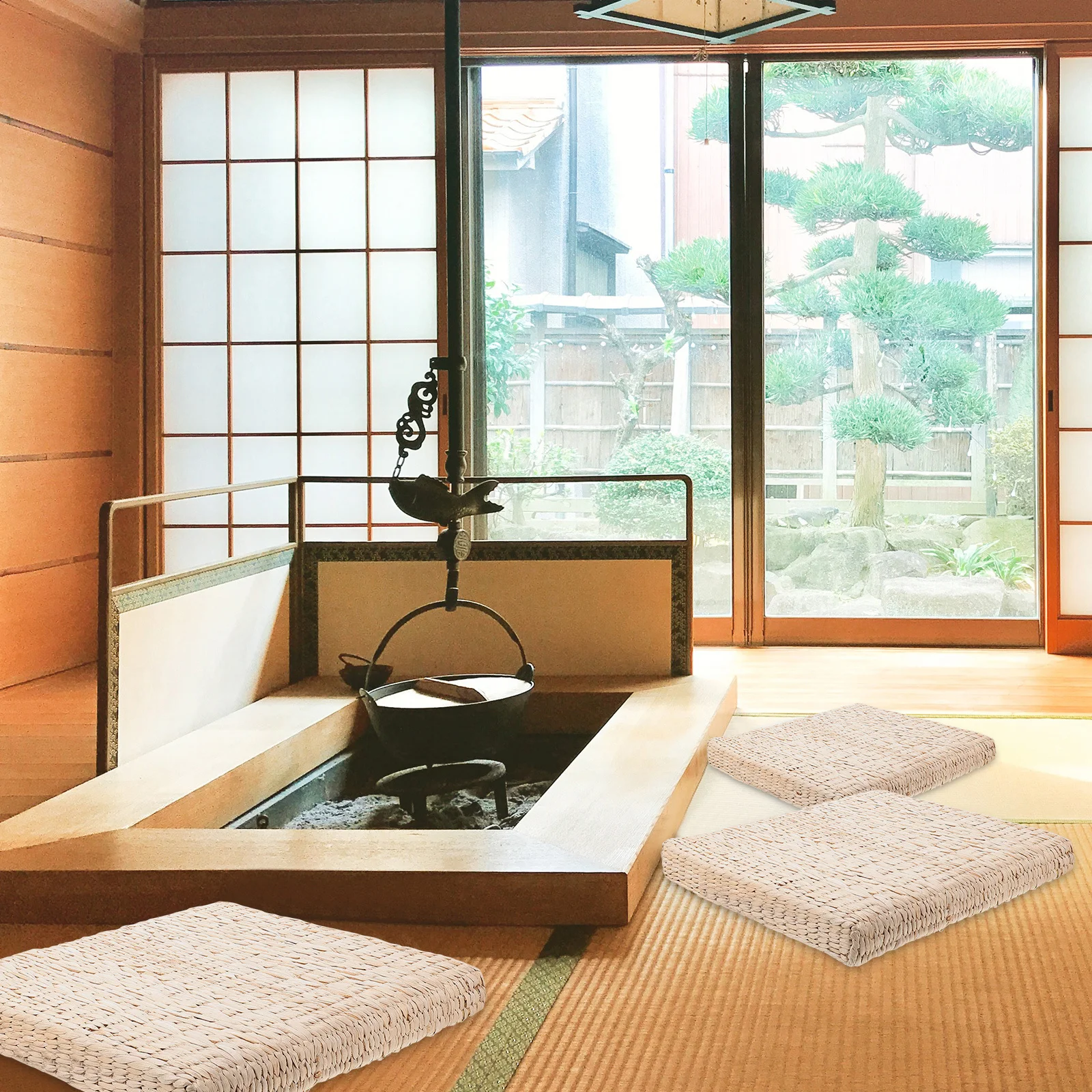 

1Pcs Woven Meditation Mat Safe Eco-Friendly Material Home Meditating Cushion Pressure Resistant Seating Ground Mat