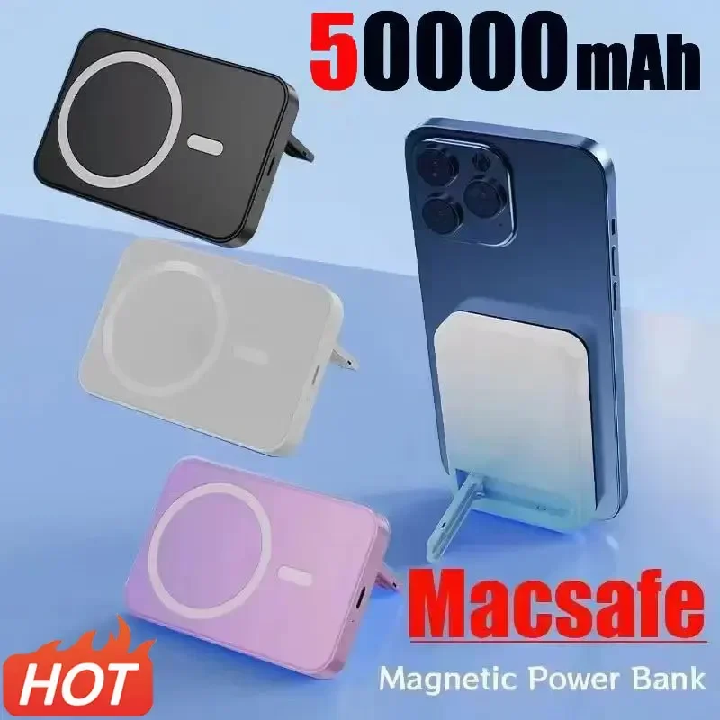 

50000mAh Power Bank Wireless Charging Magnetic Super Fast Charging External Battery Thin And Portable With Bracket Free Shipping