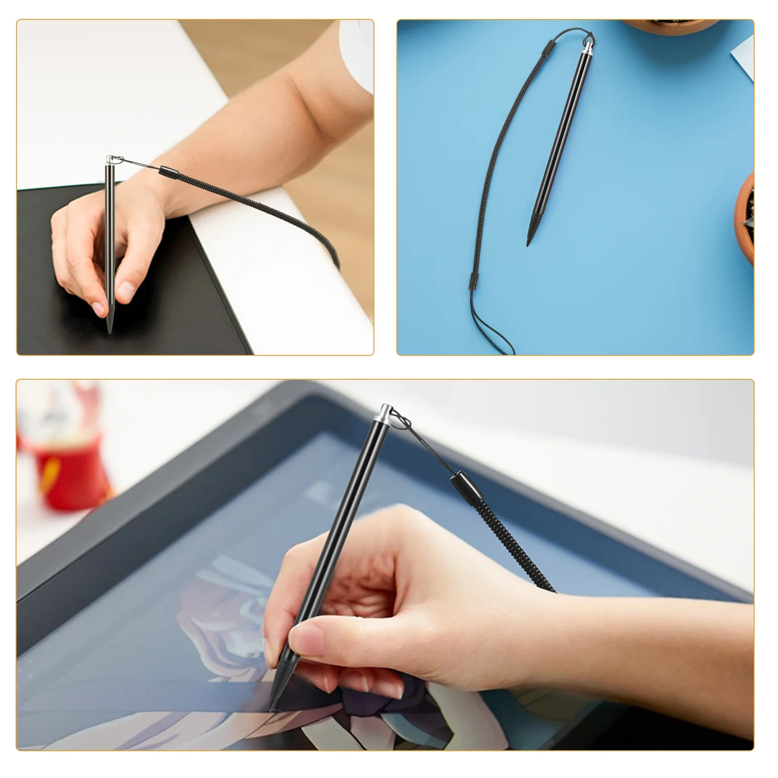 

5Pcs Stylus Pens Universal Capacitive Touchscreen Pen with Anti-Loss Rope Ergonomic Grip for Long Meetings Sketching