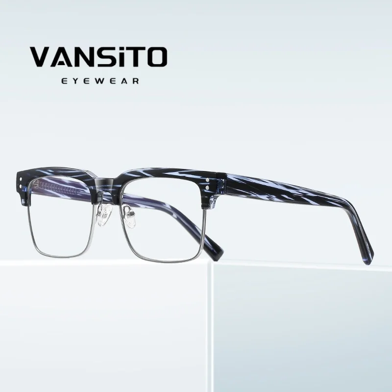 

VANSITO Высококачественные роскошные очки ручной работы в полуоправе для мужчин, медицинские линзы по рецепту