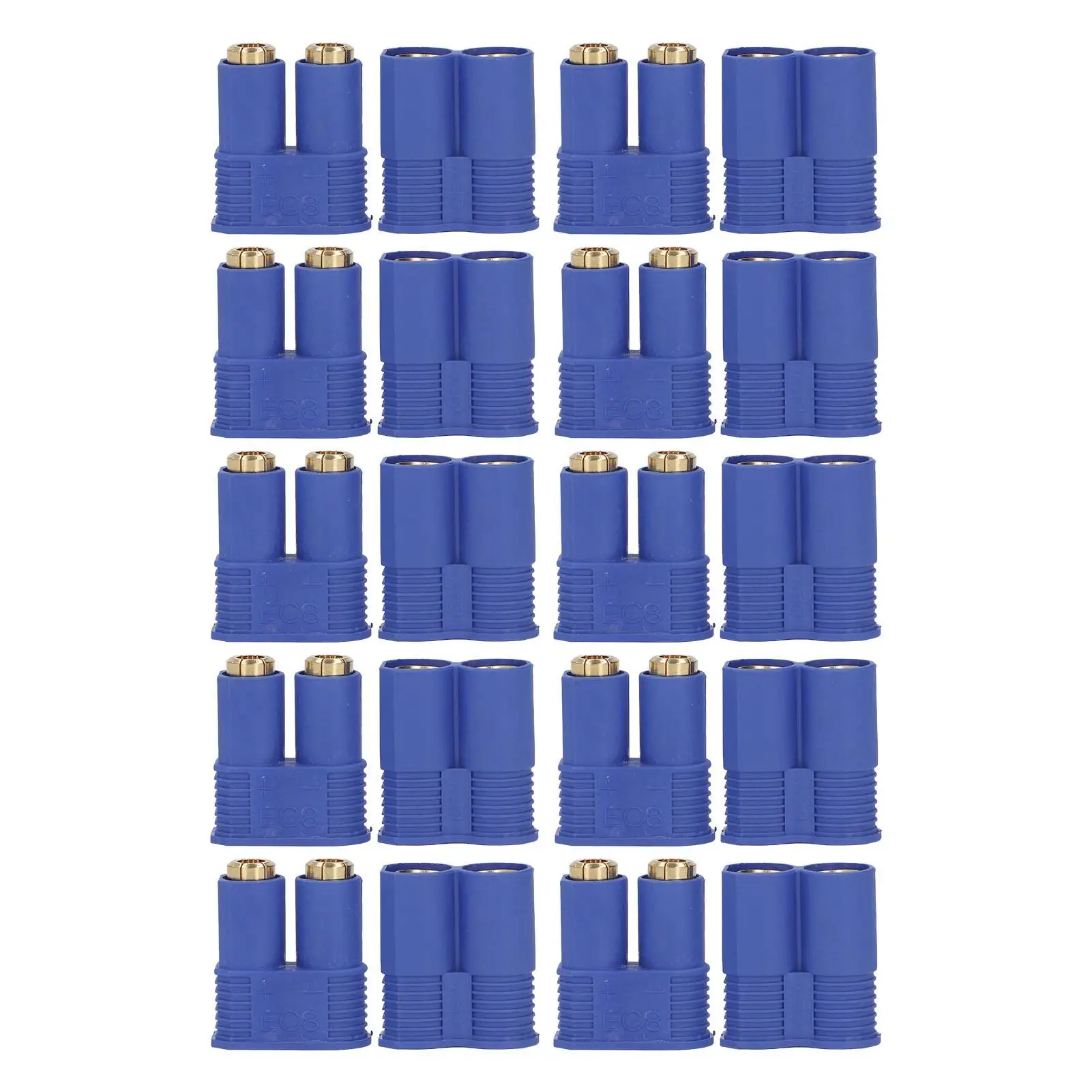 

10 Set EC8 8mm Brass Gold Plated Male & Female Connectors with Housing for battery Starter