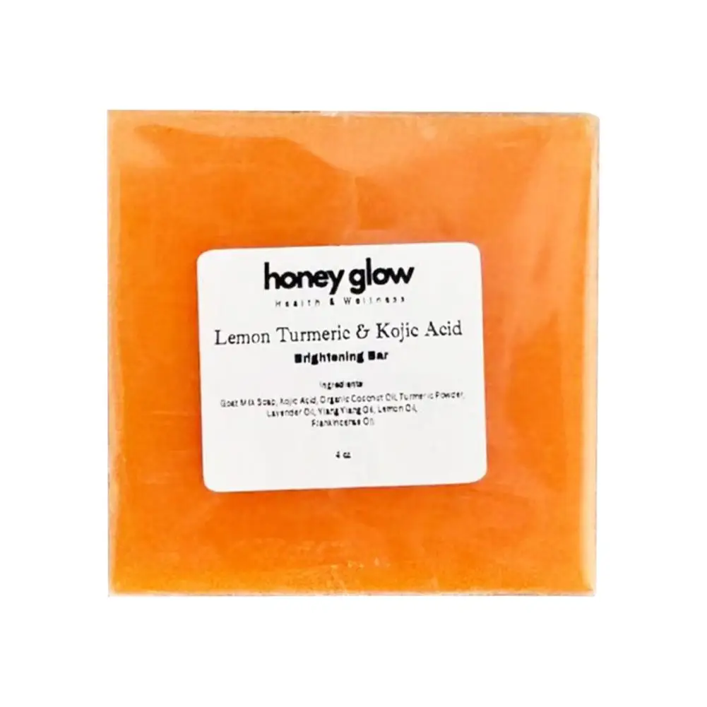 Lemon Turmeric Kojic Acid Brightening Soap Deeply Cleansing Tone Skin Even Glowing Body Handmade Rejuvenating Soap Exfoliat N1T9