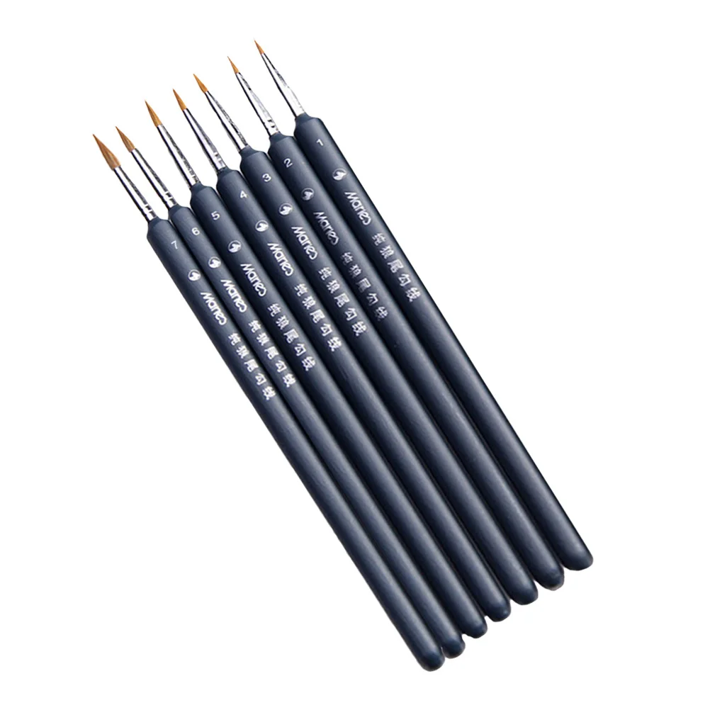 مجموعة فرش طلاء مكونة من 7 قطع من فرش التفاصيل الدقيقة للرسم الزيتي بألوان مائية من الأكريليك وأدوات تفصيل مصغرة متينة #6