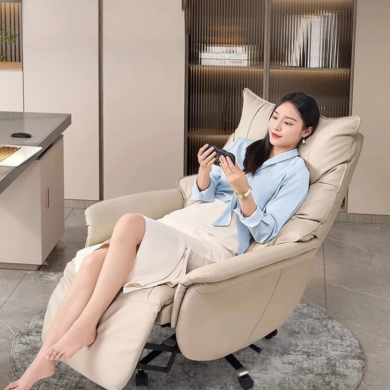 

Leather Electric Boss Chair Lunch Break Reclining Computer Sedentary Comfortable Chair Office Home Silla Oficina Furniture