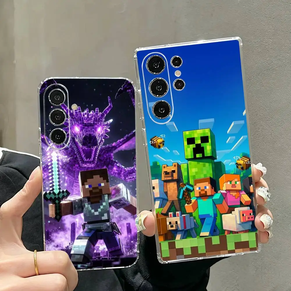 M-Minecraft   Phone Case Transparent Silicone Soft For Samsung S25,S24,S21,S22,S23,S30,Ultra,S20,Plus,Fe