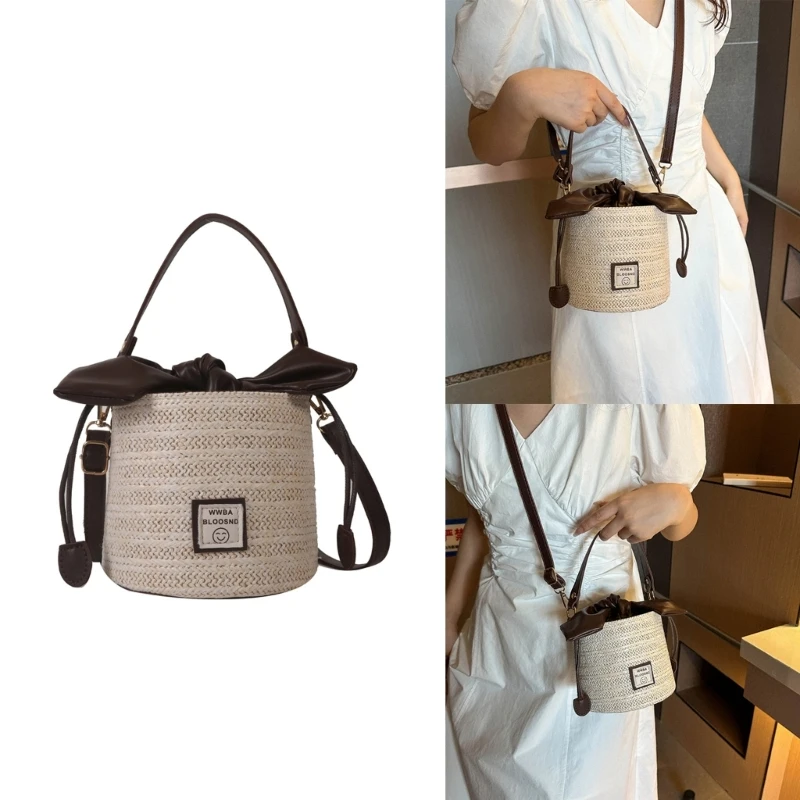 Trendy Woven Bucket Bag Handbag with Detachable Strap for Shoulder Hand or Crossbody Wear