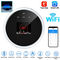 Tuya Wifi Natural Gas Leakage Detector Sensor Smart Alarm Gas Fire Security Digital LED Temperature Display for Home Kitchen