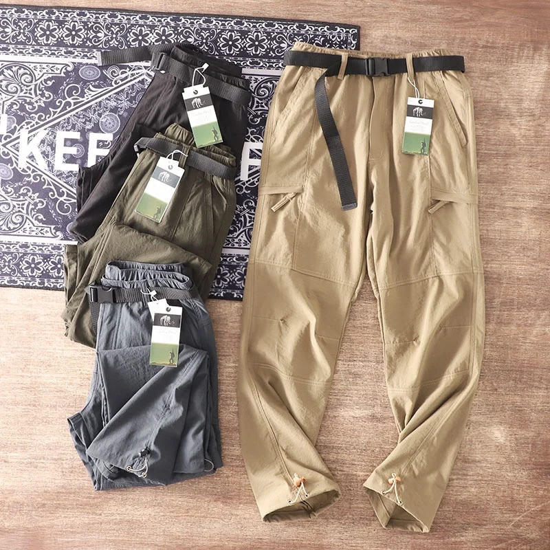 Unisex Outdoor Workwear Pants Lightweight Breathable Water Resistant Multi Pocket Straight Leg Casual Trousers for Men And Women