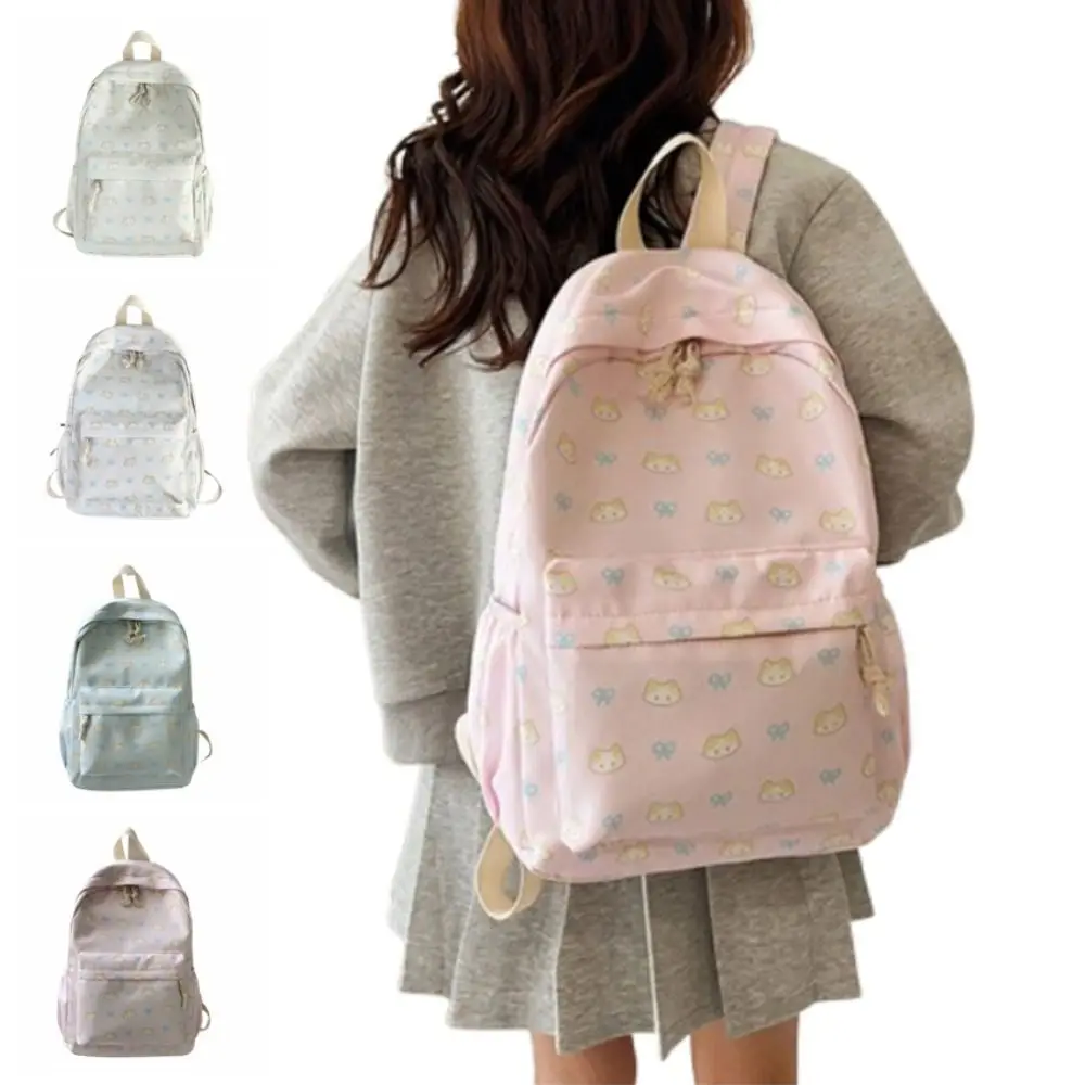 Creative Students School Bags Large Capacity Cute Cartoon Shoulder Bag Zipper Closure Breathable Girls' Backpack Outdoor