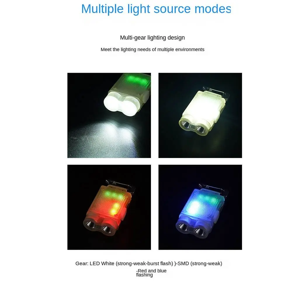 6 Modes Keychain Light Magnetic Dual Light Source Fluorescent Flashlight Waterproof Lightweight Hat Lamp Outdoor Fishing