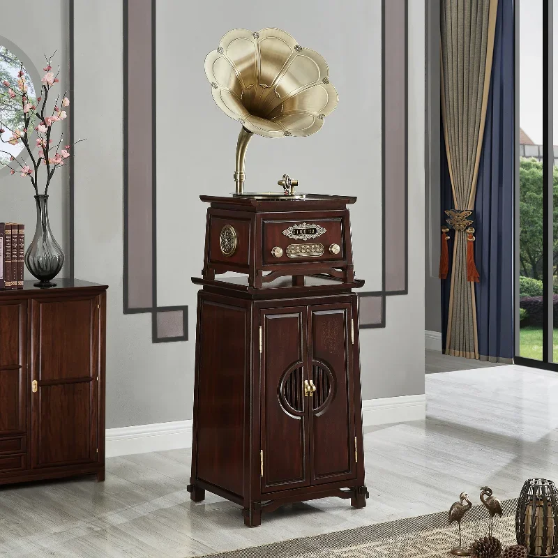 Phonograph bluetooth retro vinyl record player classic tone music radio retro stereo record player