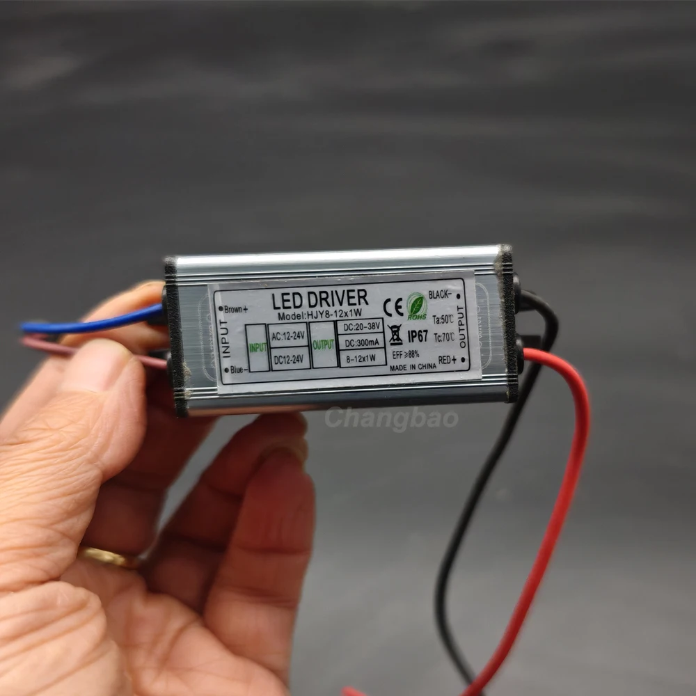 8-12*1W LED Driver Power Supply DC12-24V Boost Constant Current High Efficiency Waterproof Switch 25-40V 300mA