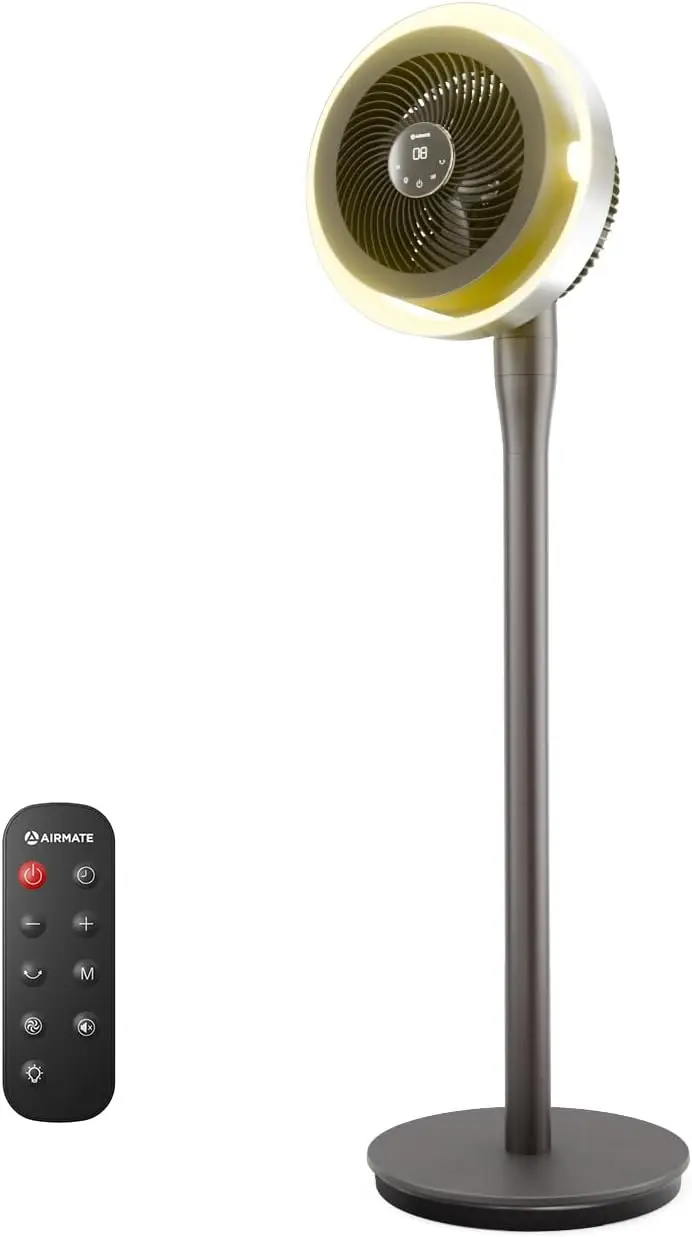 Quiet Oscillating Fan with Light, Digital Display, Adjustable Height 12-43