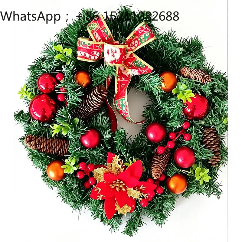 LLY Christmas Ornaments Simulation Wreath Door Hanging Christmas Tree Accessories Bow Wreath Window Ornament