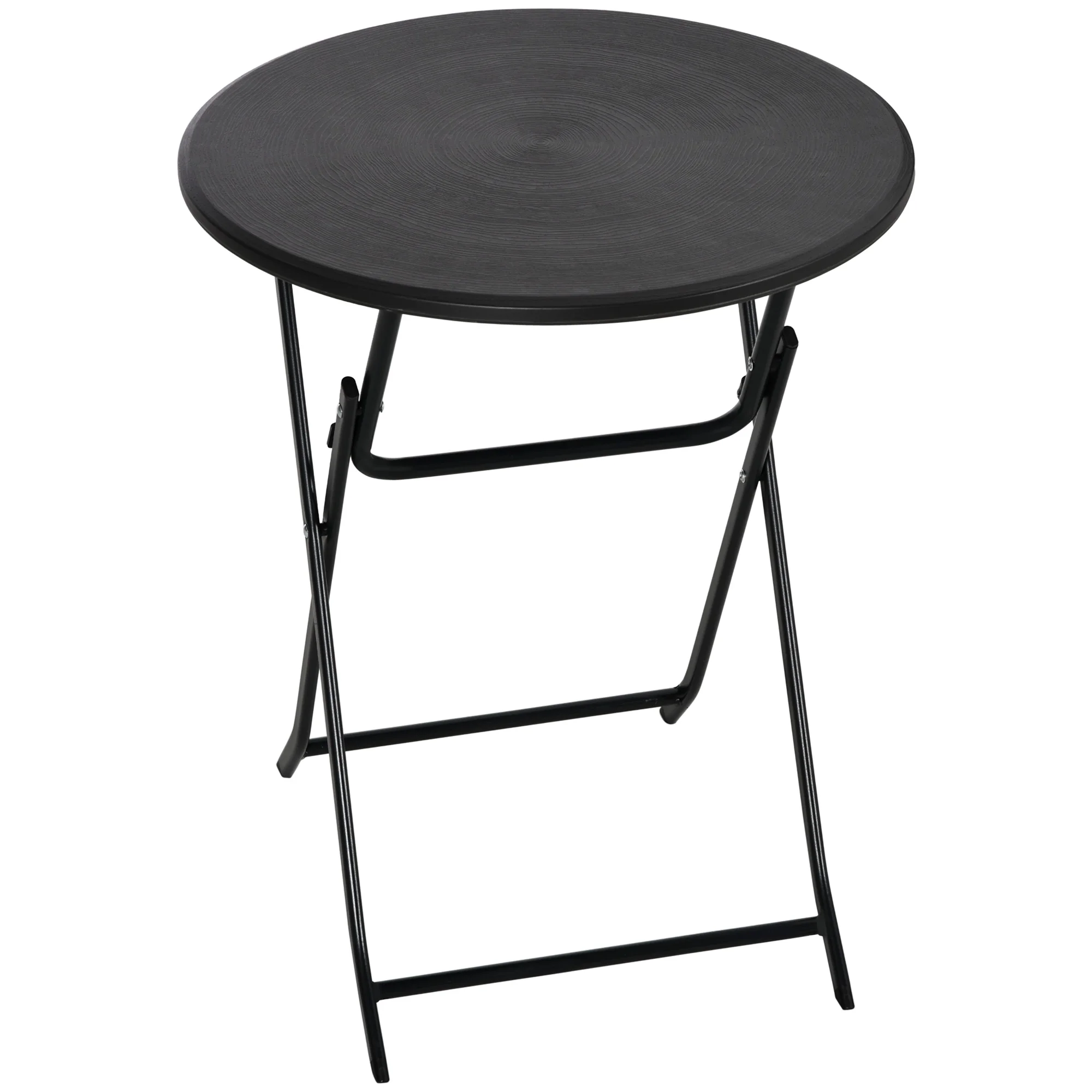 Mesa de Jardín Plegable Redonda, Acero y HDPE, Ø60x73 cm, Gris Oscuro, Resistente a la Intemperie, Diseño que Ahorra Espacio