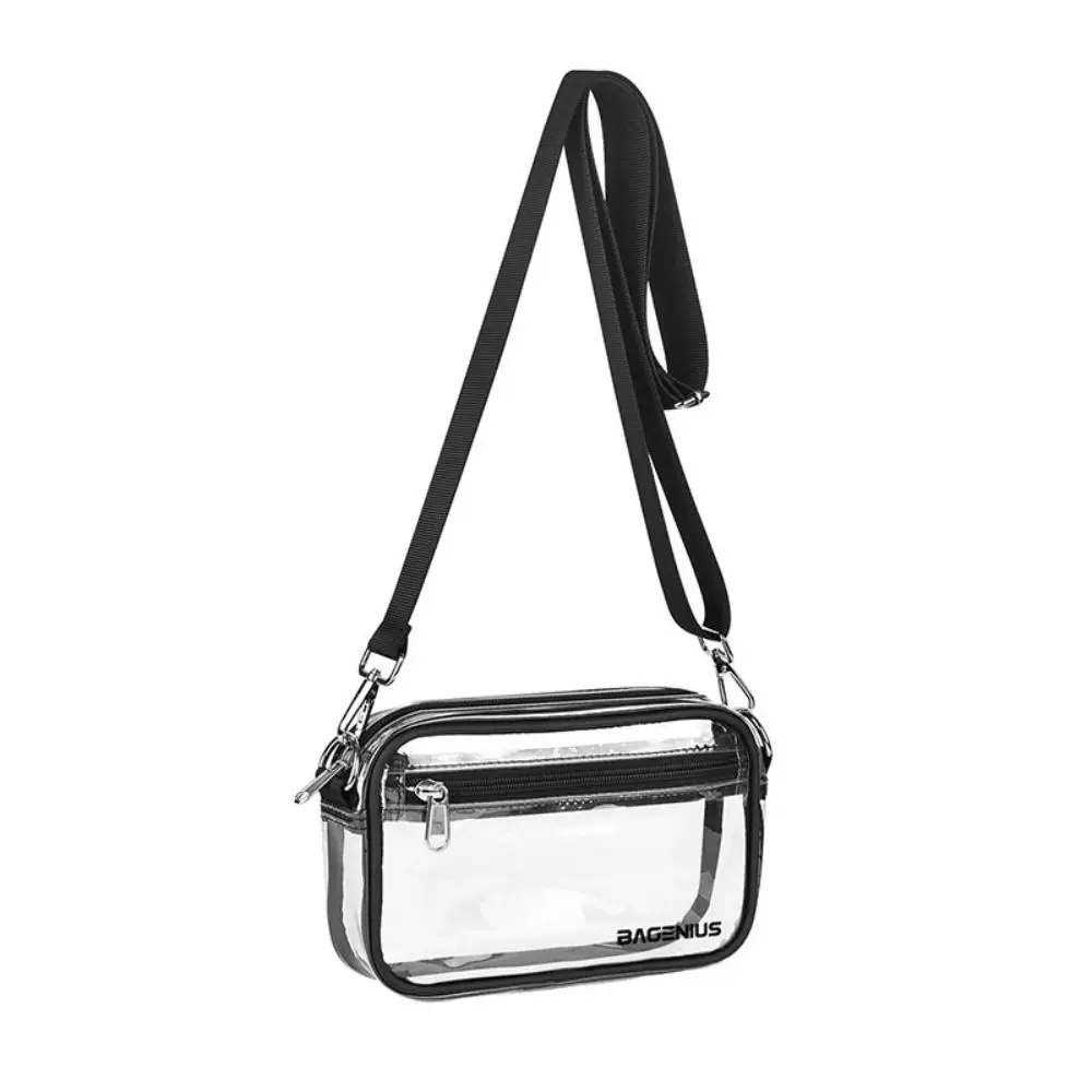 Chic See-through Clear Crossbody Bag Large Capacity Soft Strap Transparent Stadium Bag PVC Single-shoulder Handbag Men & Women