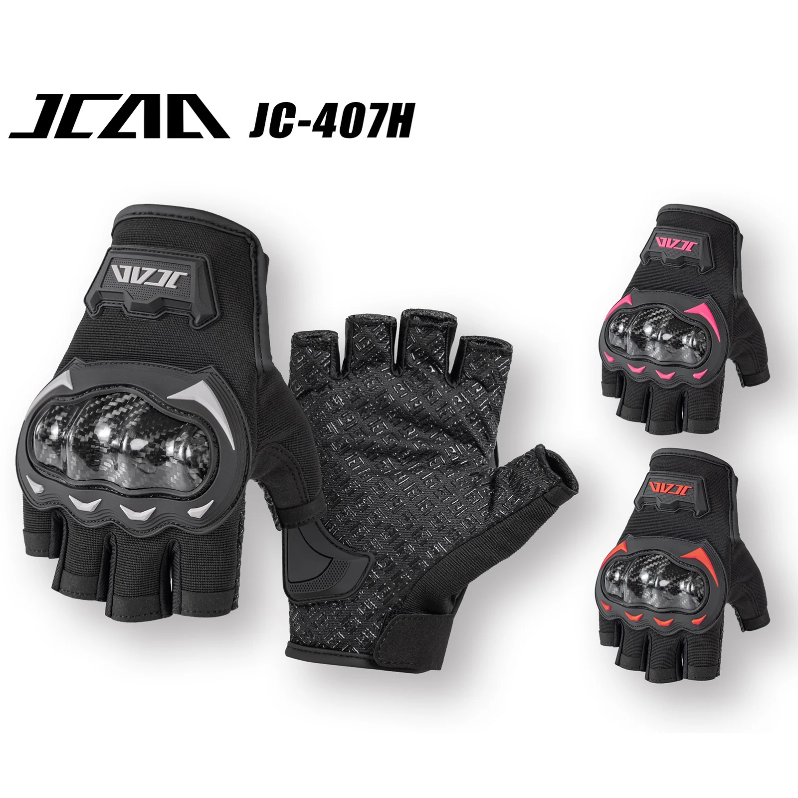

JCAA летние мотоциклетные перчатки для мужчин и женщин, дышащие, прочные, из углеродного волокна, с половиной пальца, защитный чехол для езды на открытом воздухе, велосипед для мотоцикла MX