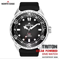 NORTH EDGE nuevo reloj de buceo TRITON con energía Solar, relojes de cuarzo de lujo para hombres, caja de acero inoxidable 316L resistente al agua 300M
