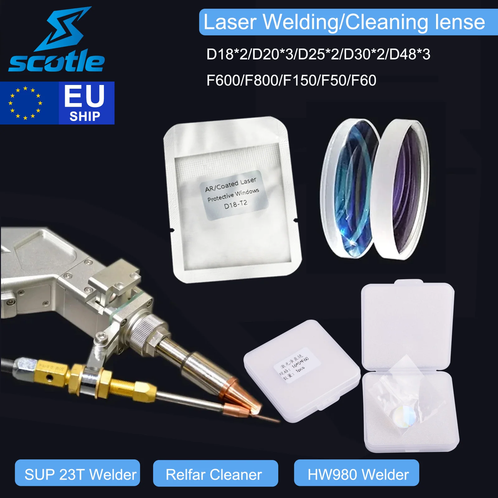 

Fiber Laser Welding Lens Protect lens Collimator Lens D18X2 D20X3 D25*2/D30*2/D48*3 welding lens F600/F800/F150 Focus Lens