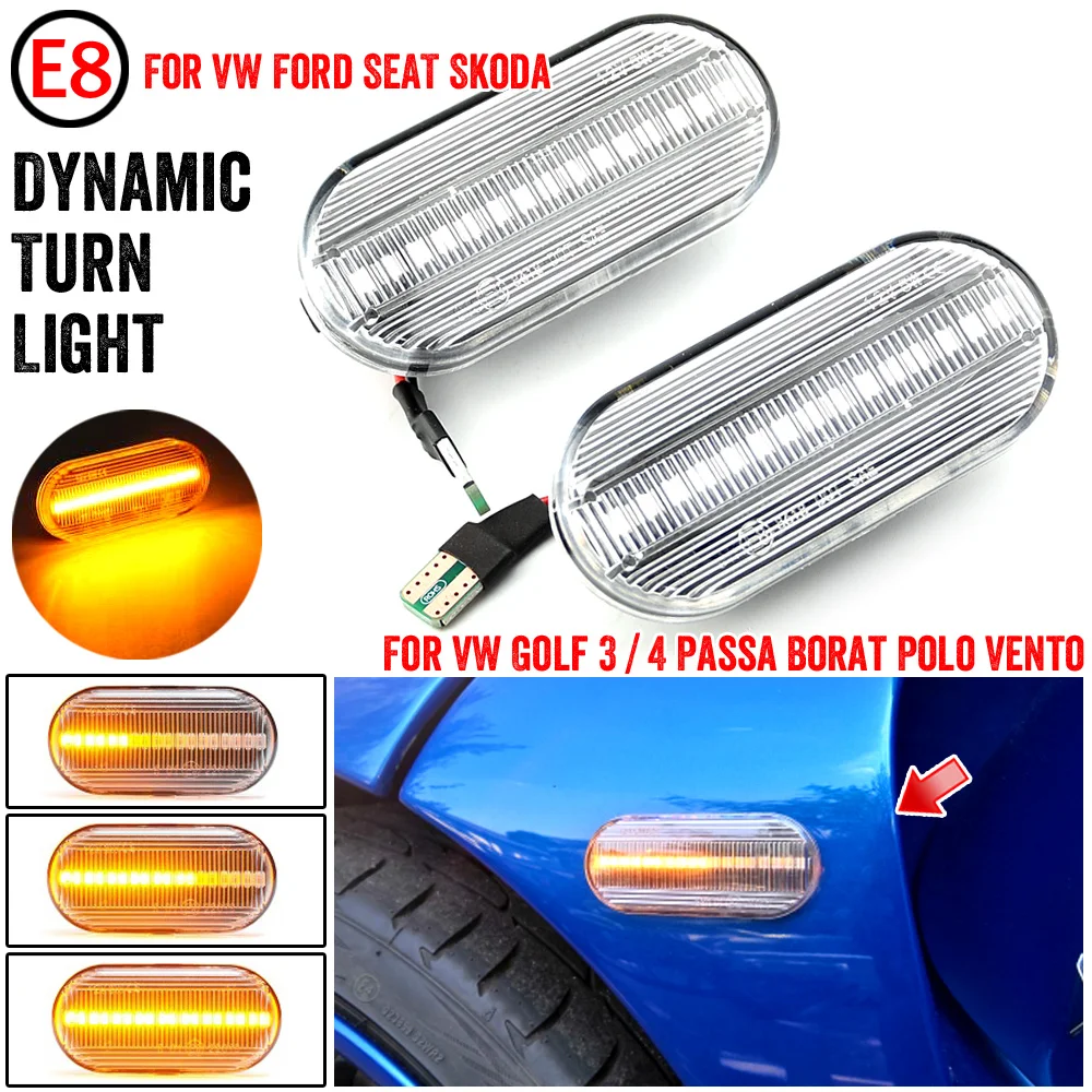 Clignotant latéral à LED dynamique fluide fumé, VW Transporter T5 Polo Golf3 4 Passat B5 Sharan Lupo Bora Multivan