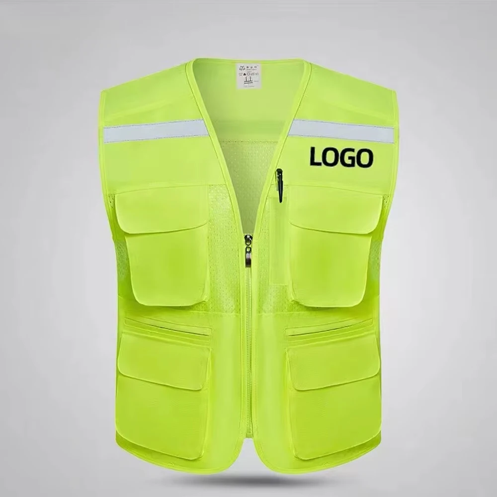 

High Visibility Multiple Pockets Breathable Safety Vest Construction Site Night Riding Safety Clothing