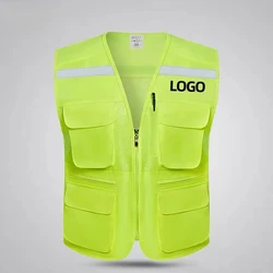 High Visibility Multiple Pockets Breathable Safety Vest Construction Site Night Riding Safety Clothing
