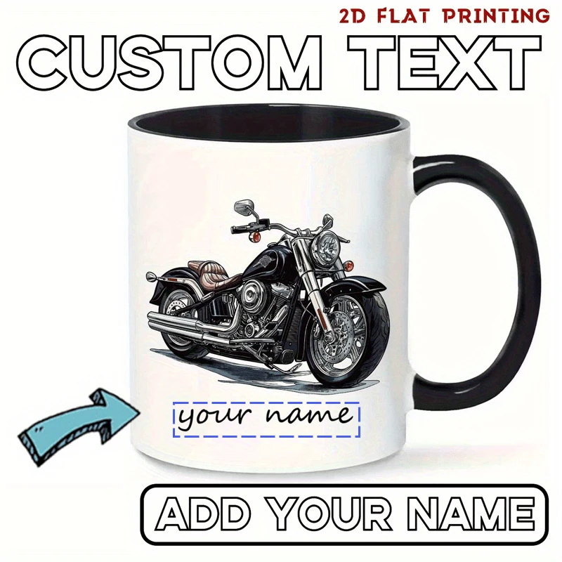 Custom Motorcycle Mug - Can Be Printed with Your Name, 11 Ounces, Featuring a Motorcycle Design, Ideal for Motorcycle Enthusiast
