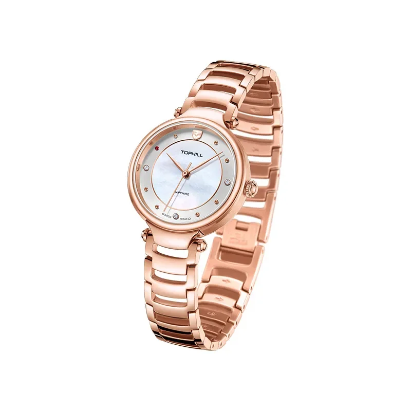 Reloj TOPHILL para mujer, reloj de cuarzo de estilo moderno, hebilla de joyería resistente al agua, diamantes de alta calidad, rubíes, relojes de regalo finos