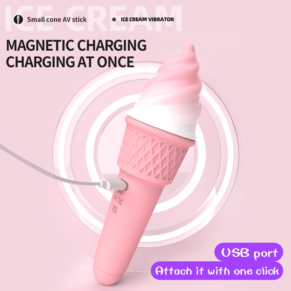 2 في 1 لطيف مخروط AV هزاز المحمولة الجنس لعب هزاز تحفيز البظر الإناث جهاز تدليك للمهبل USB شحن منتجات الكبار
