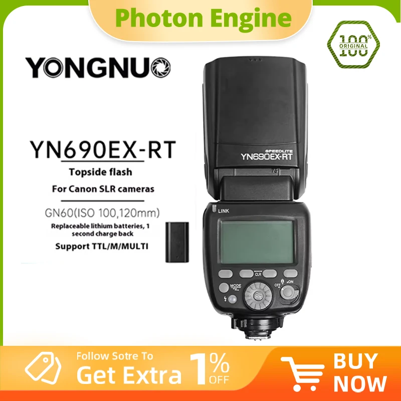Yongnuo YN690EX-RT 2000 мАч литий-ионный аккумулятор Speedlite Flash Light 2,4G беспроводной HSS TTL/M/MULTI/Gr GN60 для зеркальной камеры Canon