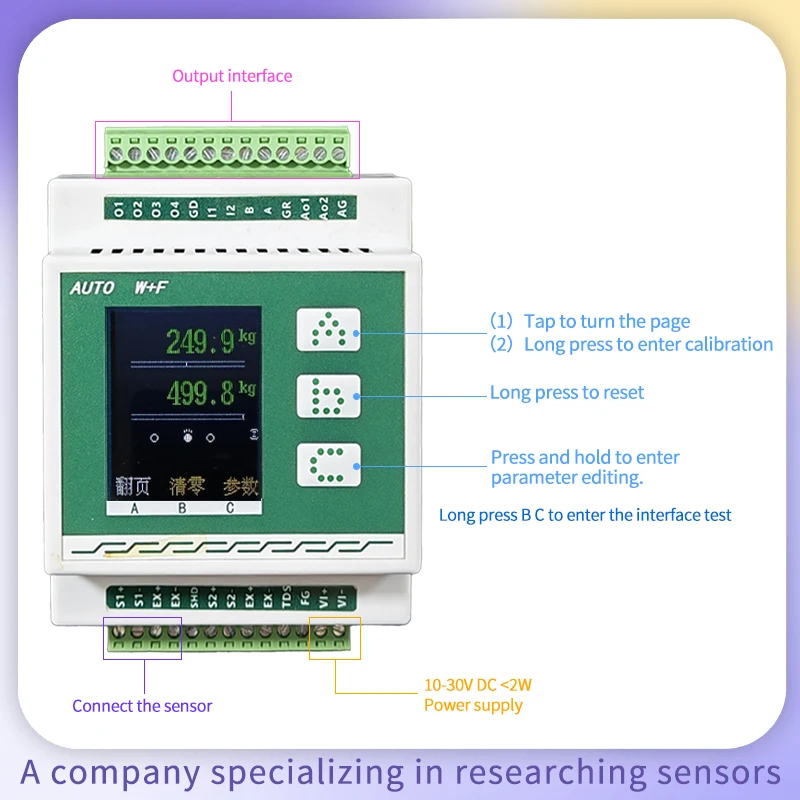 Professional DIN-Rail Mount High-Accuracy Load Cell Weighing Module with RS485 Digital Transmitter, Output DS90+KV-4B for Force