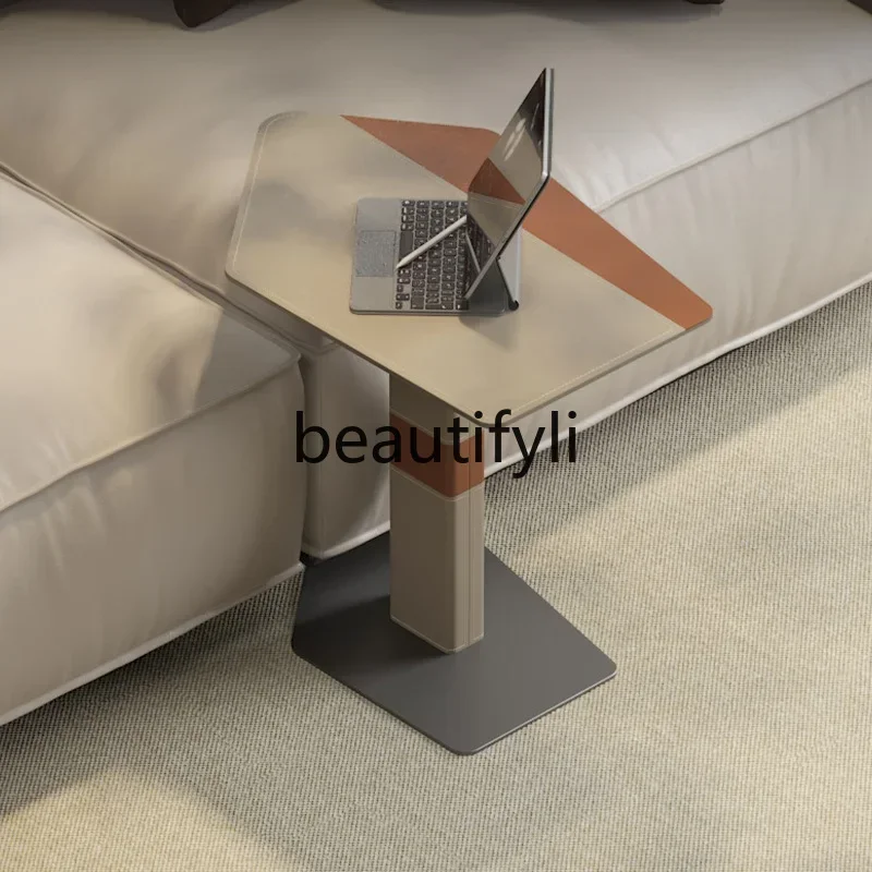 

Italian minimalist saddle leather edge few living room household small apartment coffee table small table