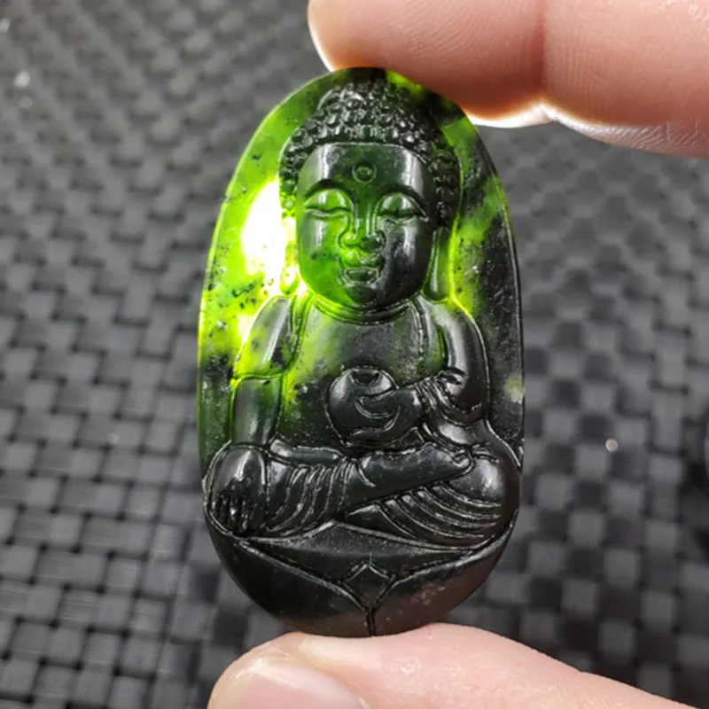 Jade Pendant Xinjiang Hetian Dark Jade Baby Buddha Pendant Beeswax Serpentine Jade Child Buddha Pendant Jade Buddha Statue Penda