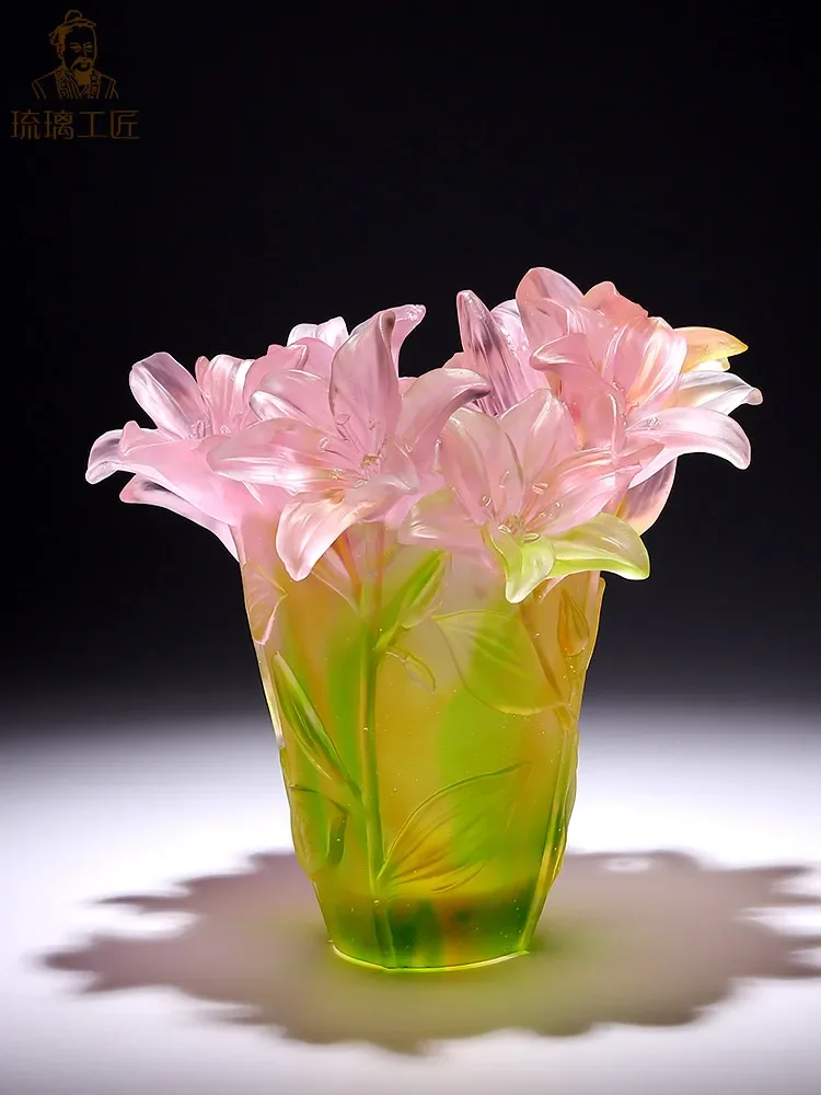 

Vase ancient glass pure handmade artwork crystal tabletop high-end sense housewarming gifts light luxury and high-end decoration