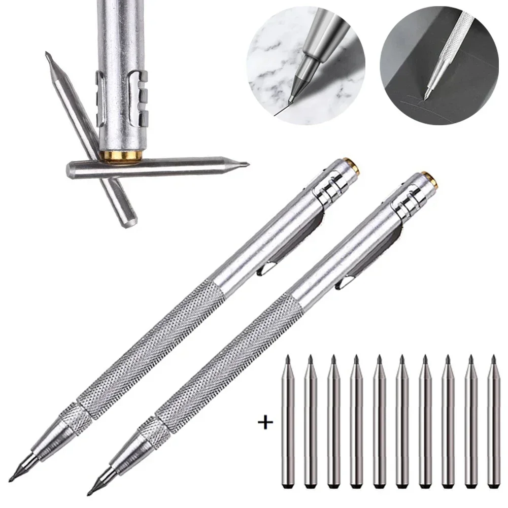 

12PCS Alloy Scribe Pen Carbide Scriber Pen Metal Wood Glass Tile Cutting Marker Pencil Metalworking Woodworking Hand Tools