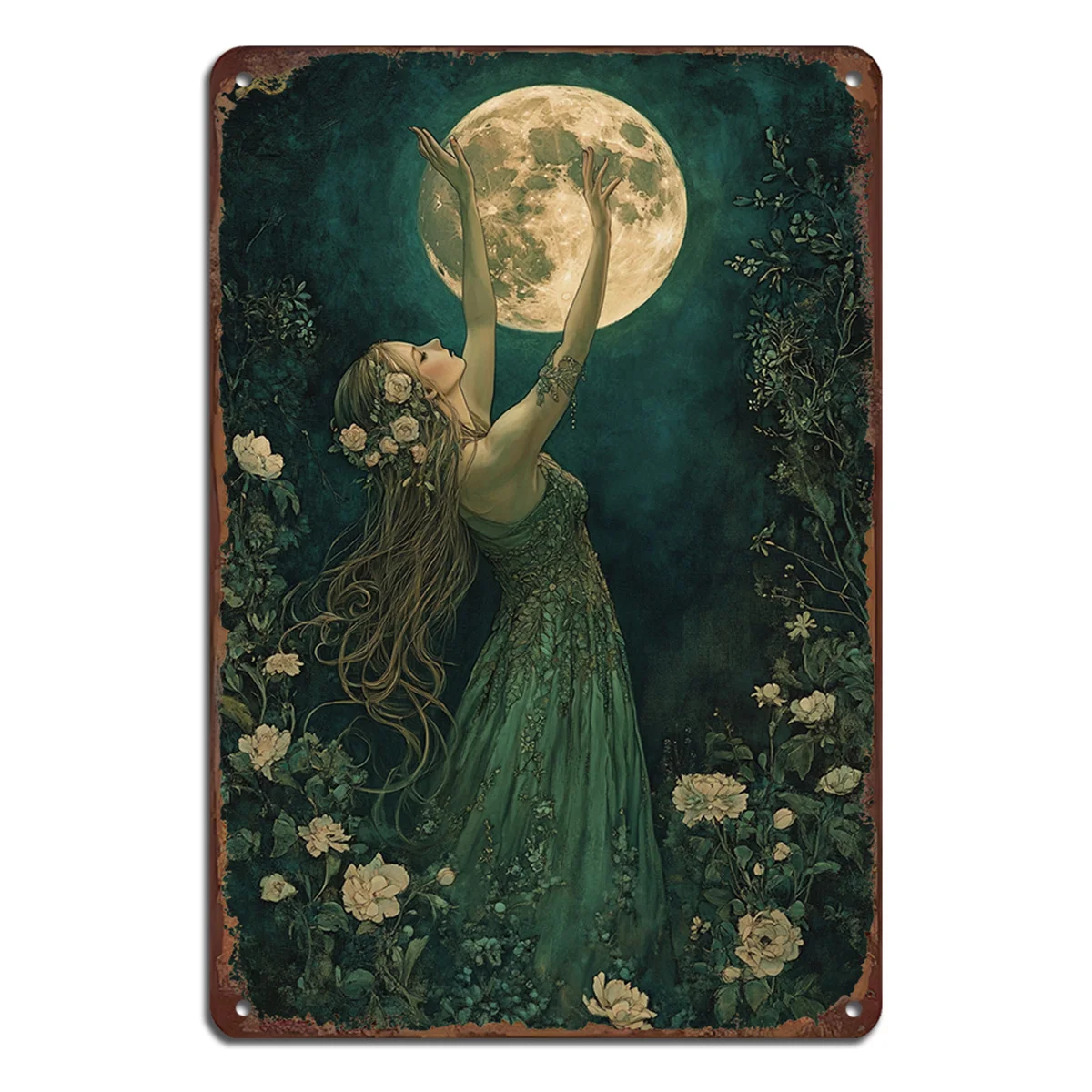 1PC Vintage Moonlight Dancer Decorazione da parete in ferro Astratta Vintage Home Bar Cucina Garage Pittura decorativa - 8x12 pollici