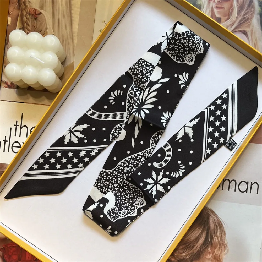 New Leopard Print Ladies Scarf Multipurpose Hair Band Shawl Wrap Handbag Handle Decoration Gift Present Wholesale