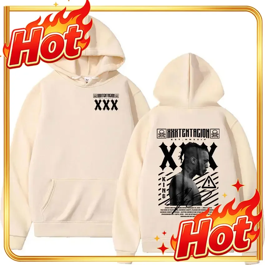 Rapper XXXTentacion Album 2026 Neuer Hoodie Herren Gothic Punk Hip Hop Pullover Sweatshirt Retro Oversized Fleece Kapuzenpullover Streetwear