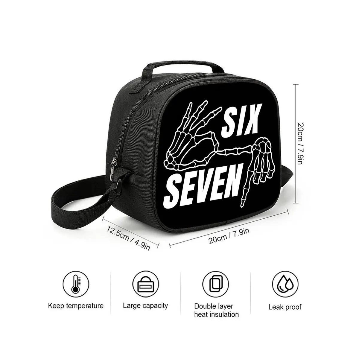 Colorful Number 67 Design Shoulder Strap Insulated Lunch Bag Eco-Friendly Waterproof Thermal Cooler Reusable Student Bento Food