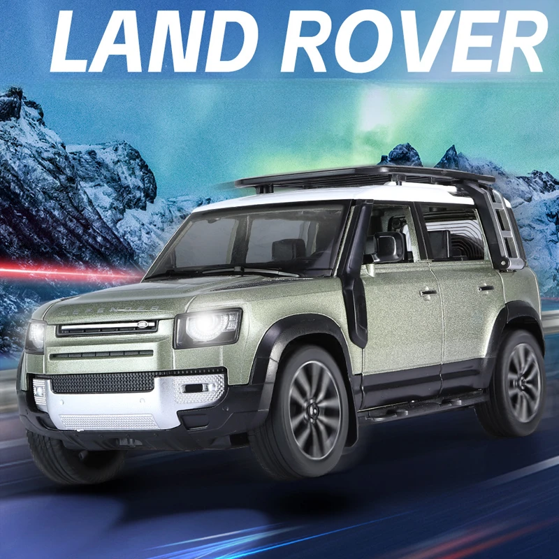 

Diecast 1:24 Alloy Land Rover Defender Off Road Vehicle Model Collective Miniature Voiture With Sound Light Car toy Gift For Boy