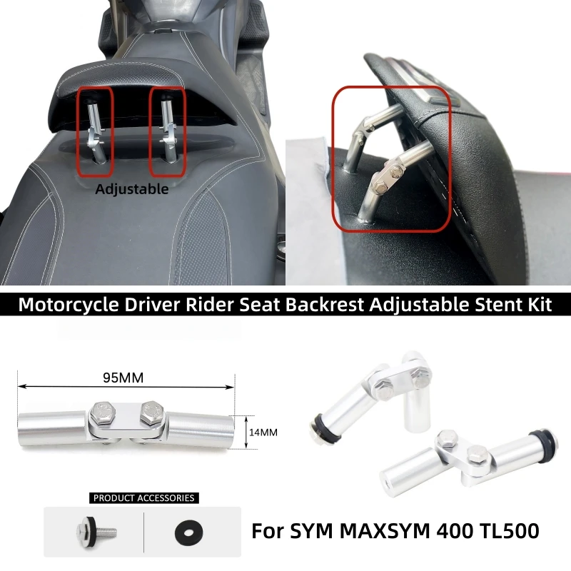 Motorcycle Driver Rider Seat Backrest Adjustable Stent Kit For SYM MAXSYM 400 Maxsym400 Maxsym TL 500 TL500 Accessories