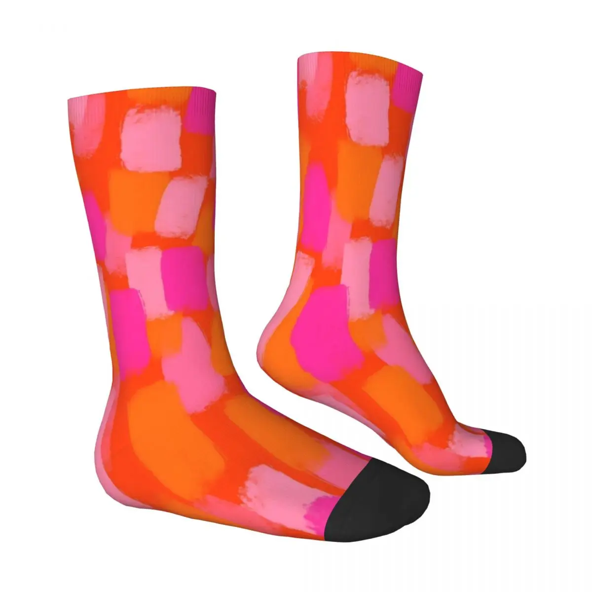 Abstract Paint Brush Socks Winter Pink and Orange Stockings Kawaii Women Men Soft Socks Graphic Outdoor Anti Skid Socks