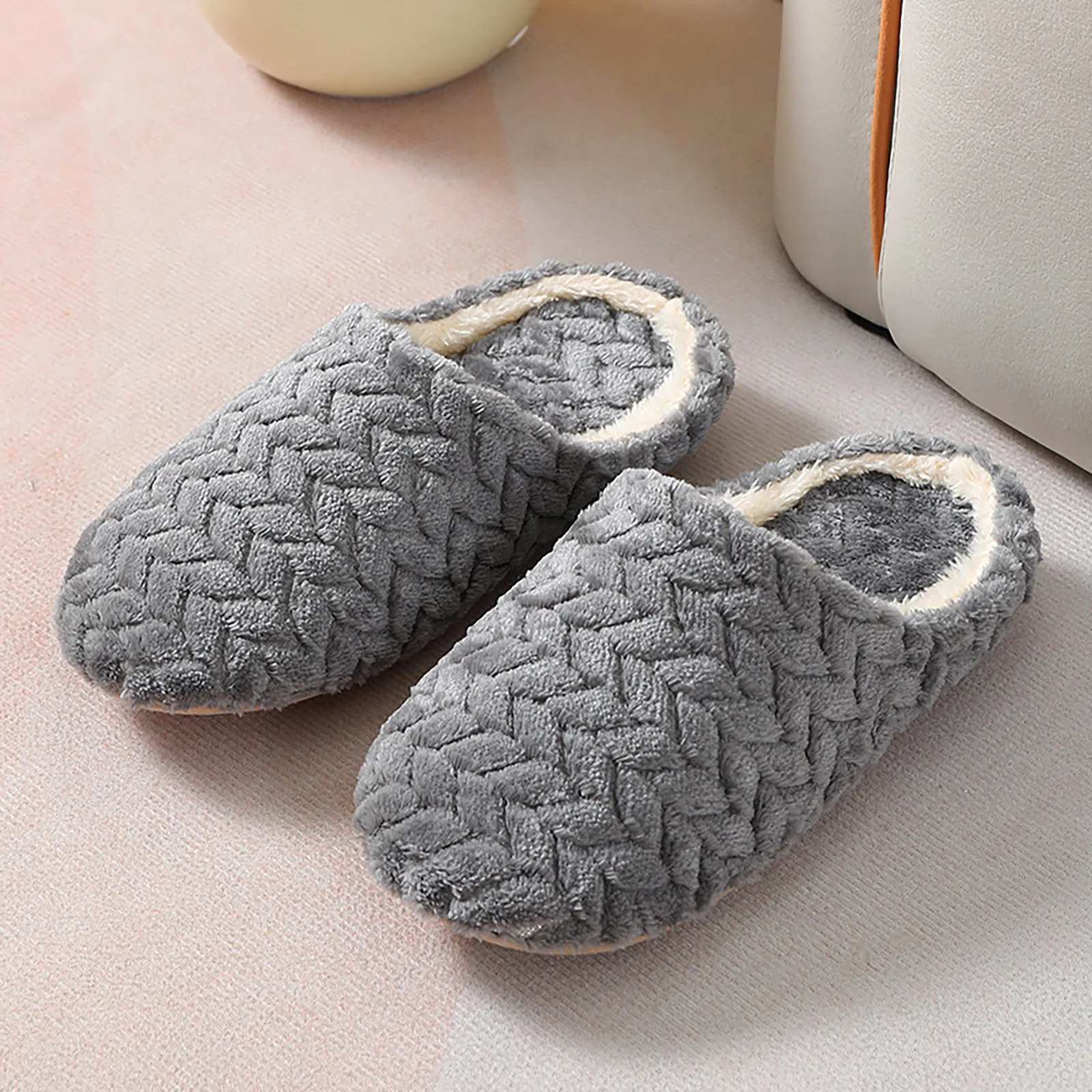 2024 Men Indoor Slippers Warm Plush Home Slipper Autumn Winter Shoes Male House Flat Floor Soft Silent Slides for Bedroom