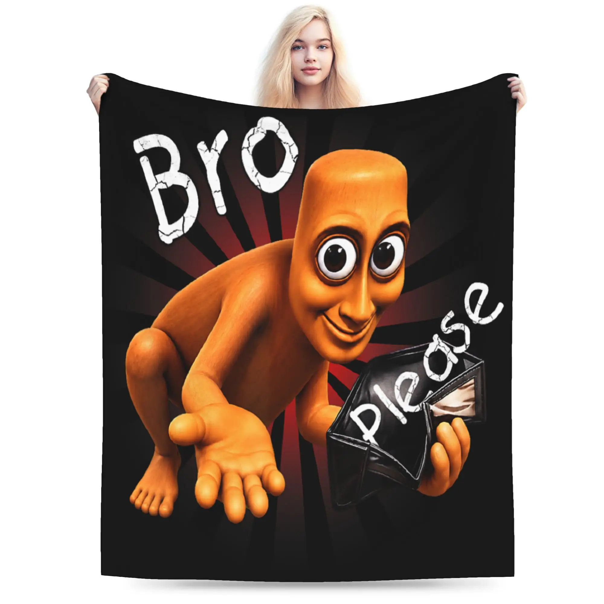 Funny Tung Sahur Empty Wallet Bro Please Brainrot Meme Blanket Soft Throw Blanket Winter Travel Office Outdoor Novelty Bedspread