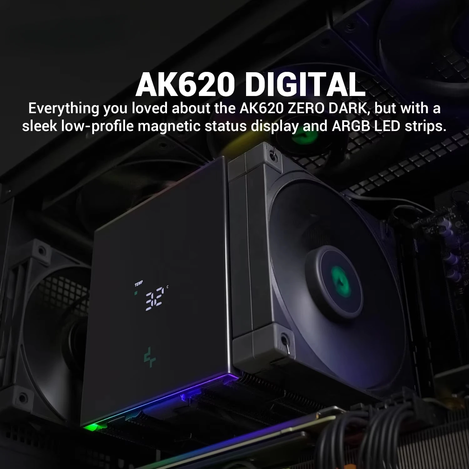 AK620 Digitaler CPU-Luftkühler Mighty 260 W TDP 6 Kupfer-Heatpipes Dual-Tower mit Status-Display-Performance-Lüfter