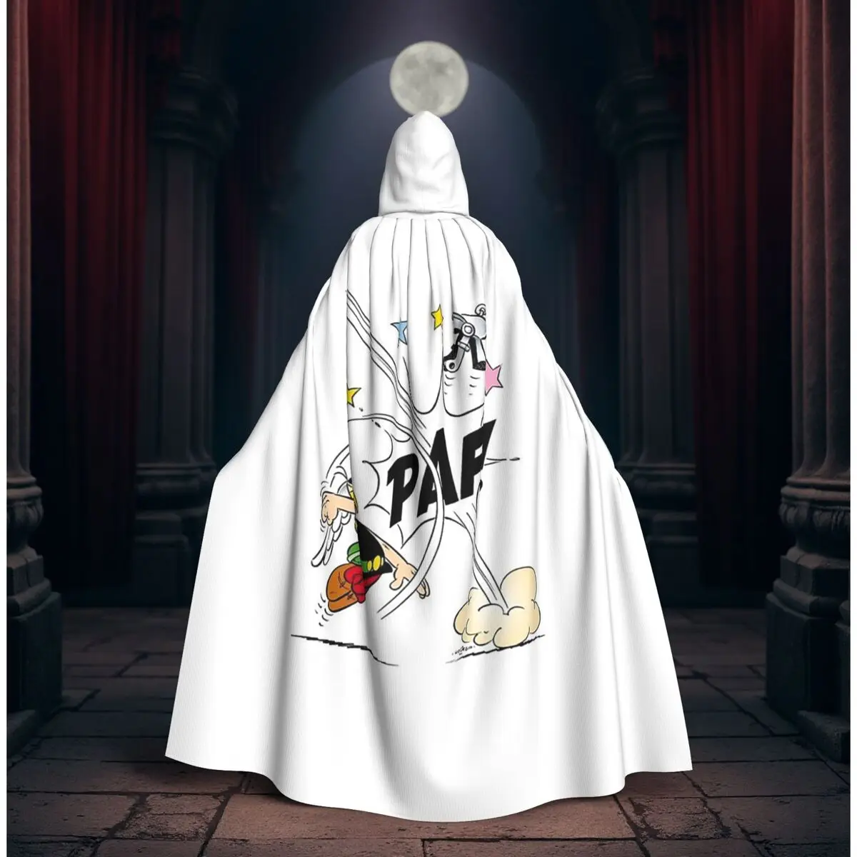 Asterix und Obelix Asterix langer Kapuzenumhang, Hexe, mittelalterliches Kostüm, Cosplay-Umhang, Halloween-Mantel, Erwachsene, Unisex