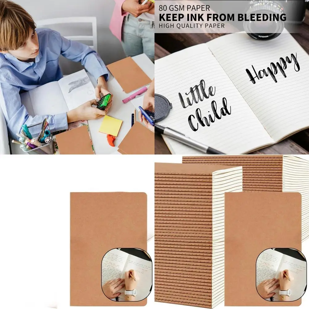 

Bulk 100 A5 Kraft Lined Notebooks, 8.3x5.5, 68-Page Travel & Subject Journals for School & Office