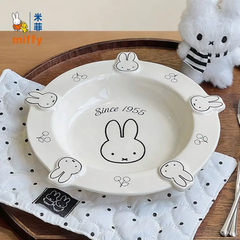 Cartoon Kawaii New Simple Fashion Disc Ceramic Dinner Plate Dessert Eat Anti-scald Birthday Gift Good Looks Easy Cleaning Miffy