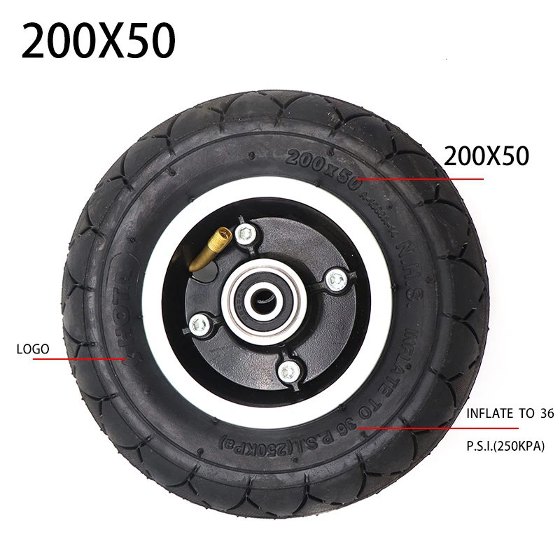 8 inch 200x50 HOTA Electric Scooter Tyre With inner tube and Wheel Hub   Inflation tire Aluminium Alloy  200*50